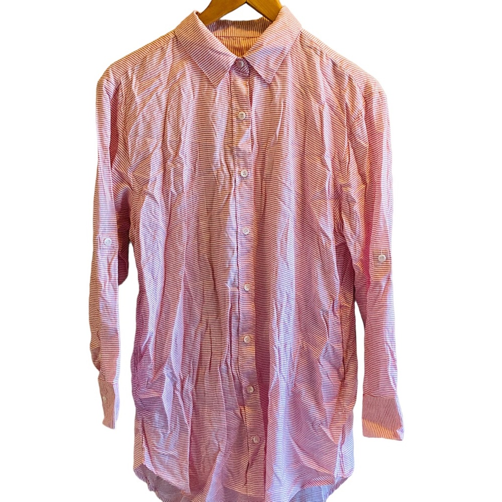 Onia Marie Collared Shirt Dress in Spanish Red NWT - Picture 4 of 10